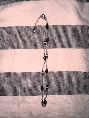 Chaps Silver-Tone Necklace with Black Beads